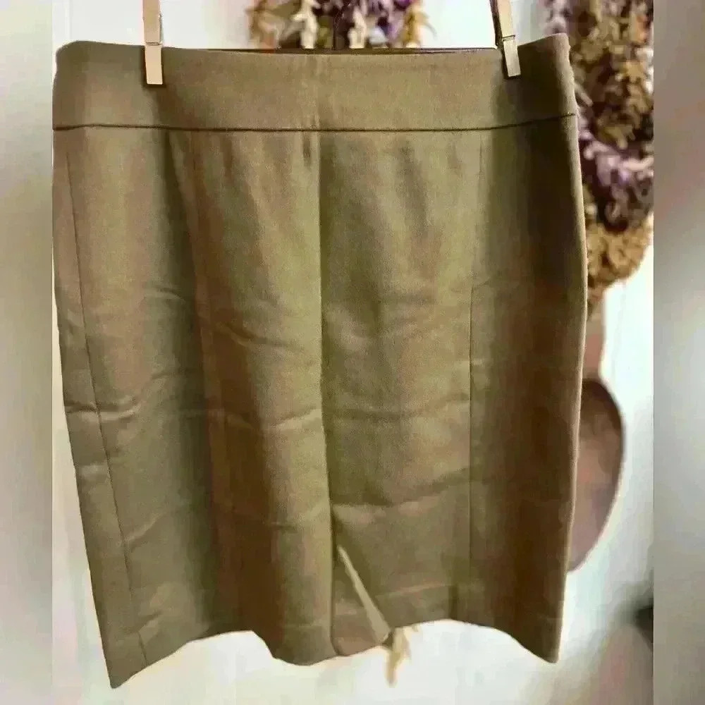 Ann Taylor $98 Wool Mini Skirt Olive Brown‎ Business Secretary Professional